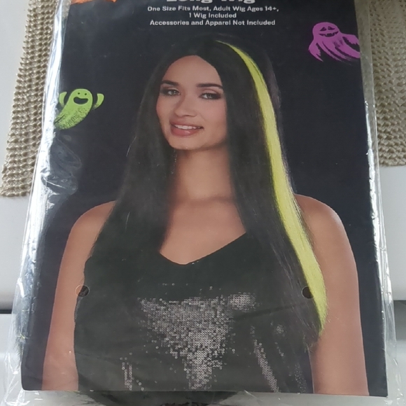 unknown Other - Black & Yellow Streak  Women's Wig Long Hair Halloween New